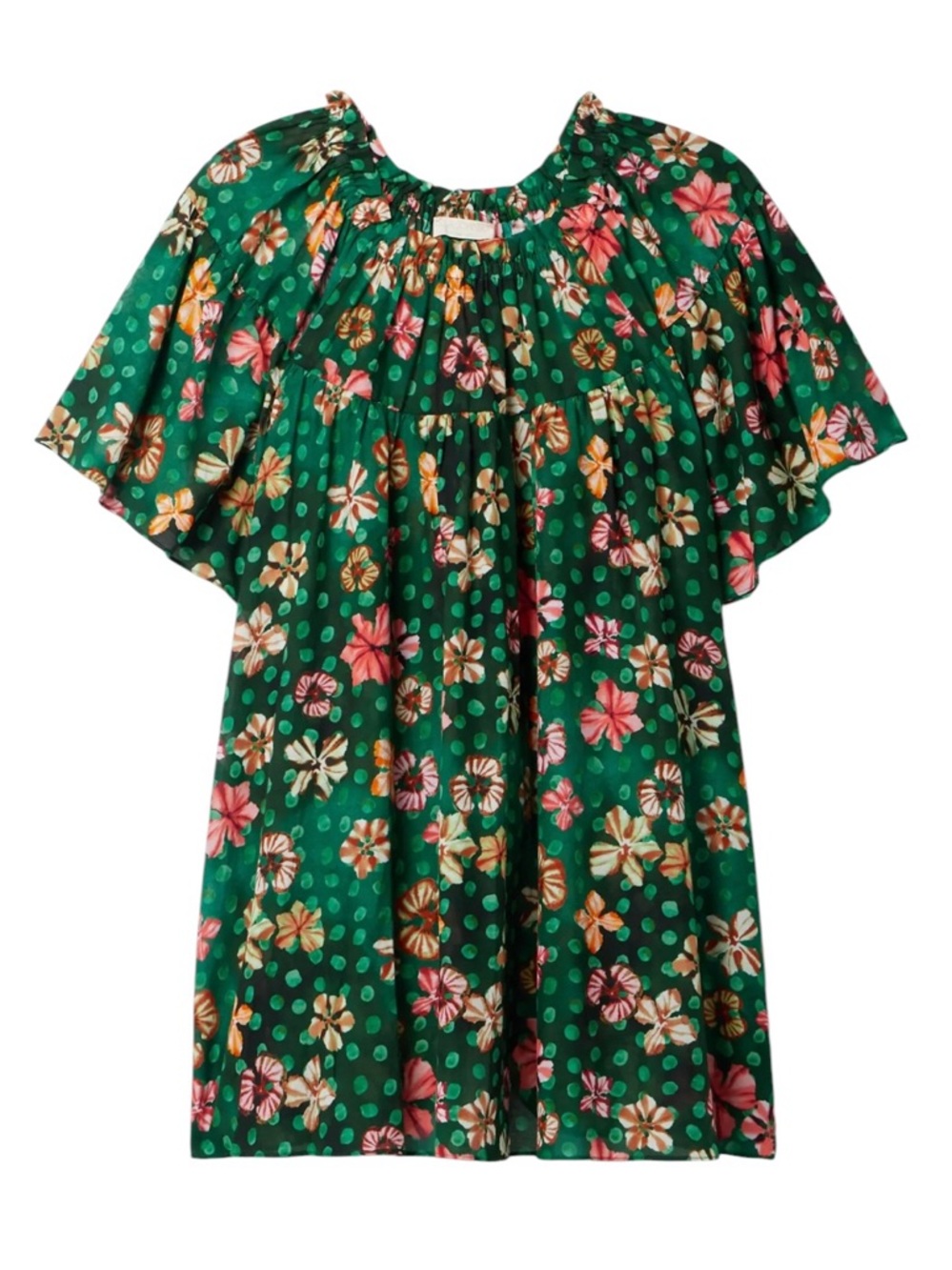 Ulla Johnson Gallia Veridian Printed Cotton Voile Mini Dress Small Green‎ Floral